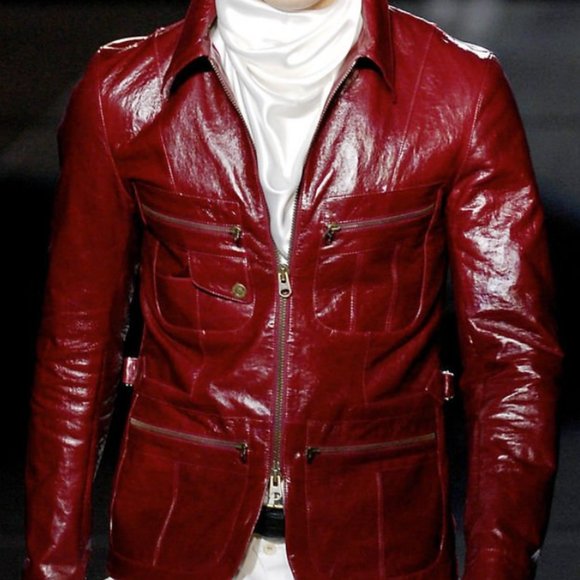 RARE SS08 RUNWAY VERSACE LEATHER JACKET 56 IT XL LARGE MENS COAT LUXURY - Picture 1 of 13